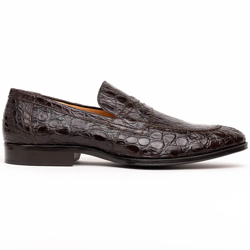 11-201-NIC ROMA Crocodile Penny Loafer, Nicotine