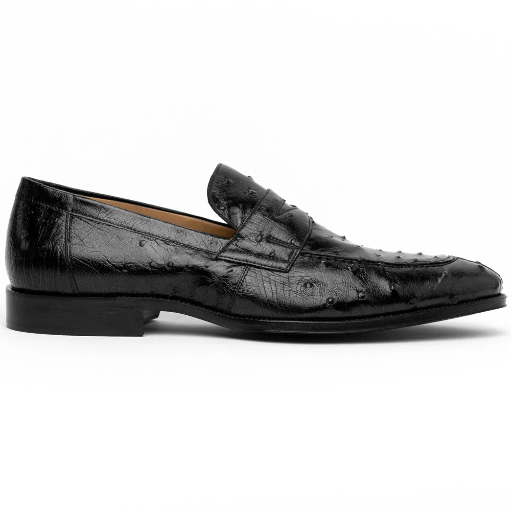 13-500-BLK ROMA Ostrich Quill Penny Loafer, Black