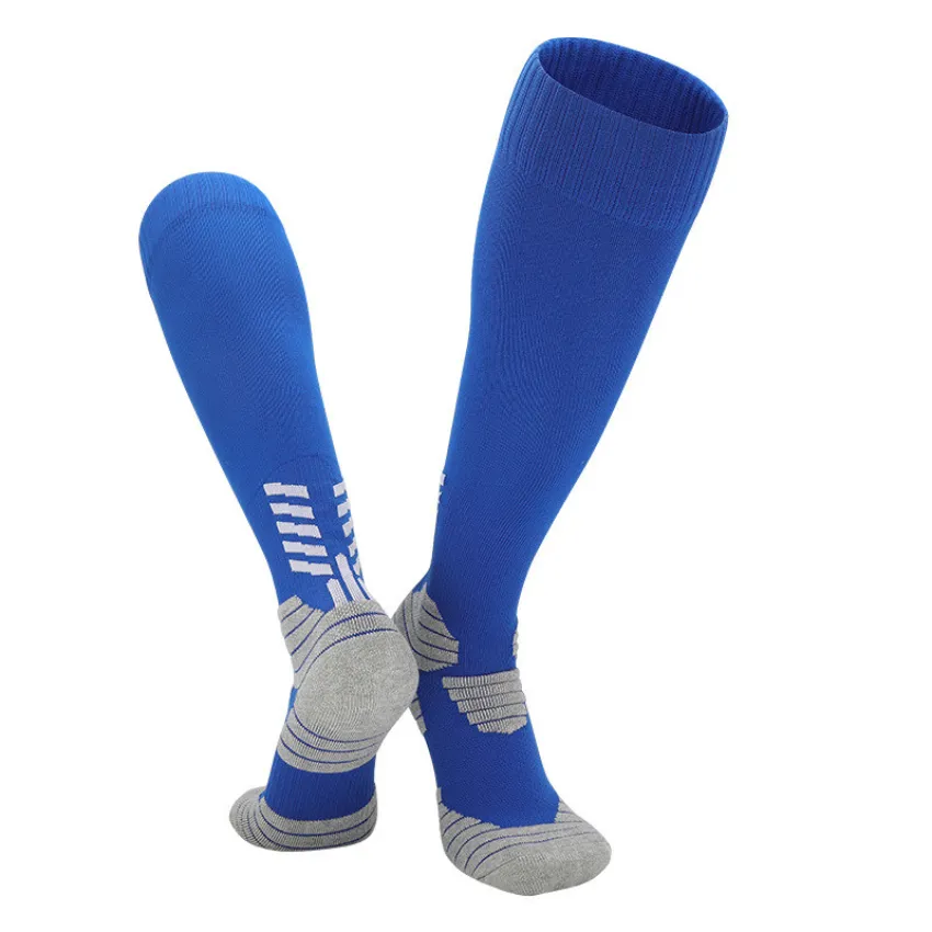 3 Pack Thick Cushioned Kids Football Socks Blue