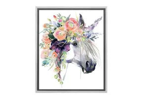 A Unicorn with Flowers | Kids Wall Art Print