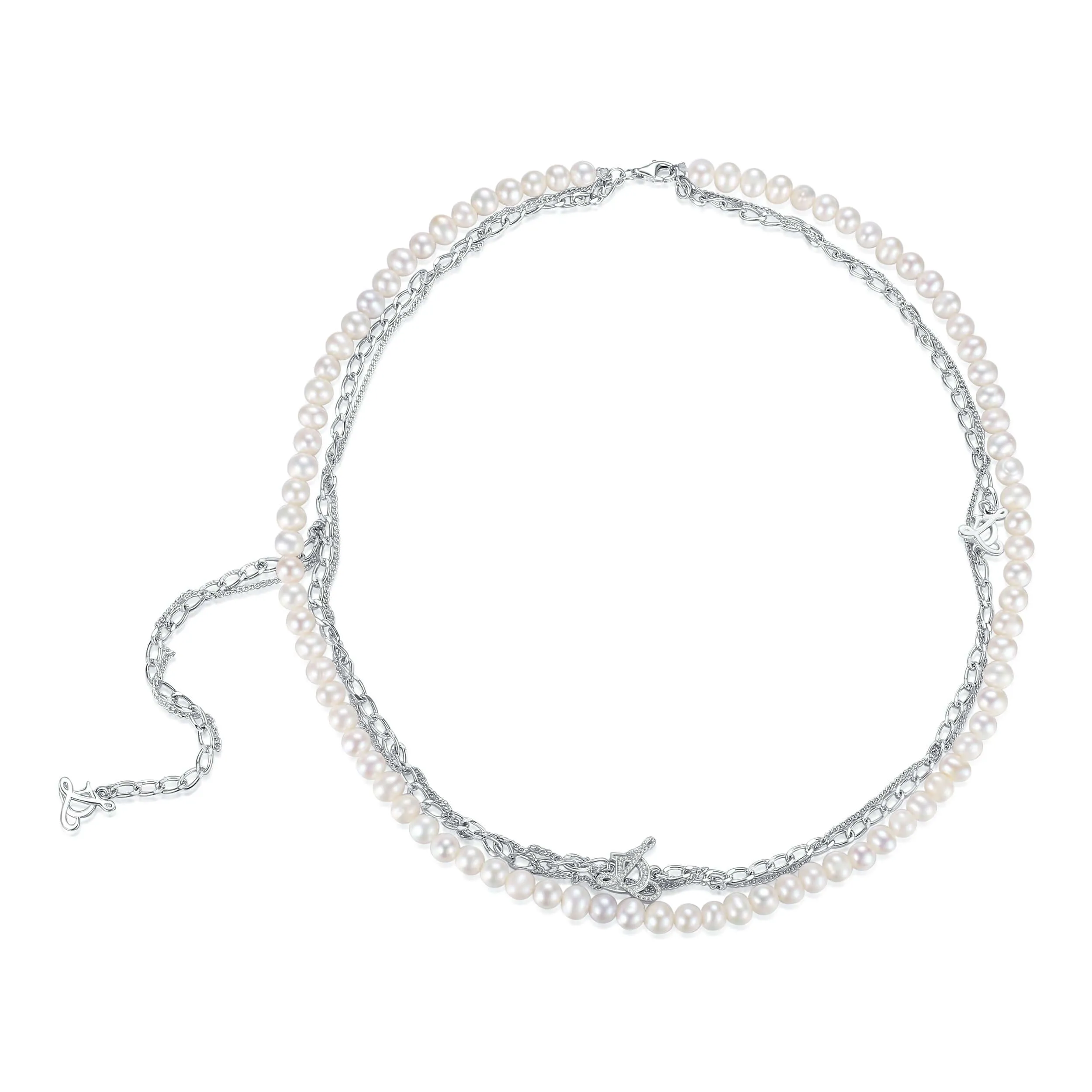 Angelique Pearl Triple Chain Necklace