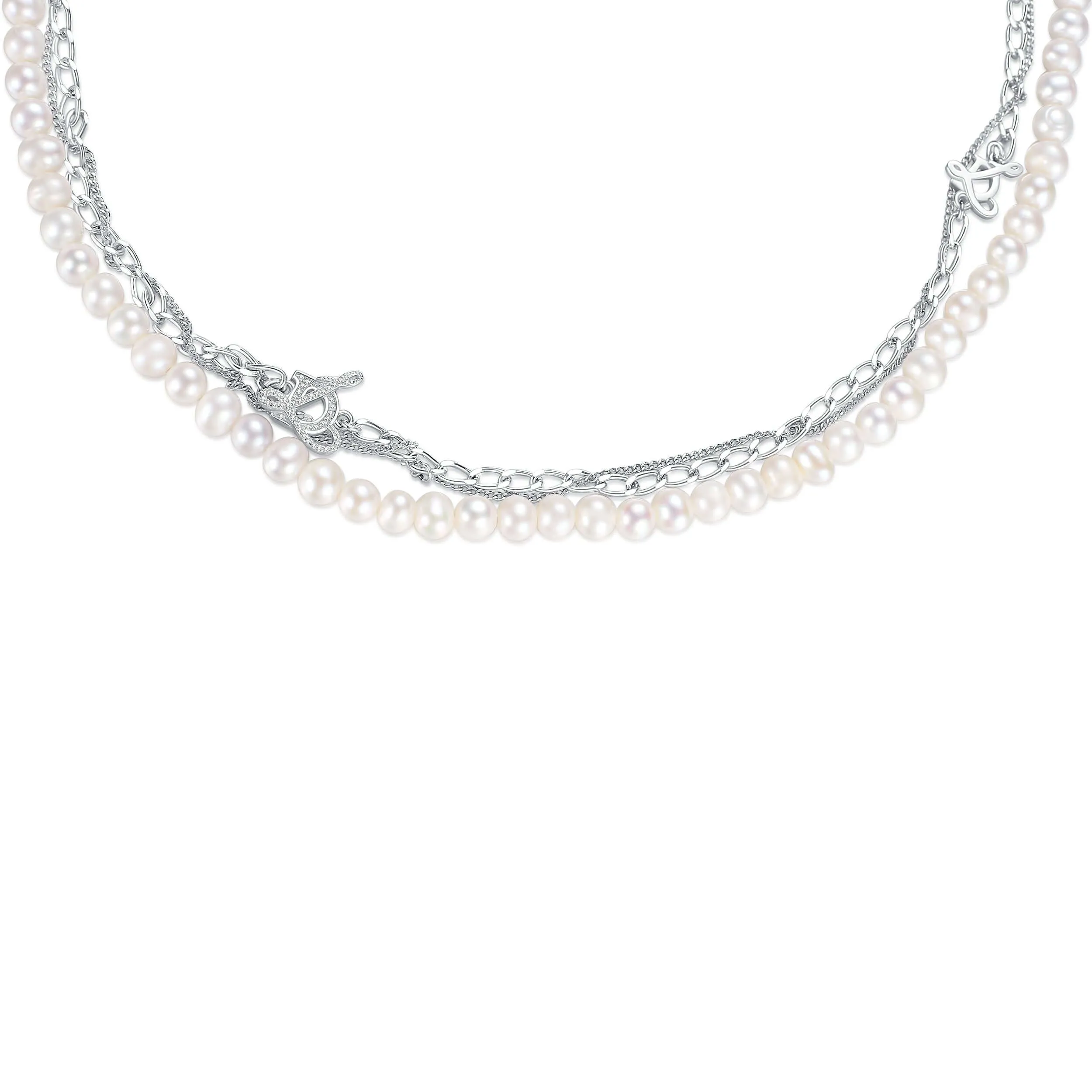 Angelique Pearl Triple Chain Necklace