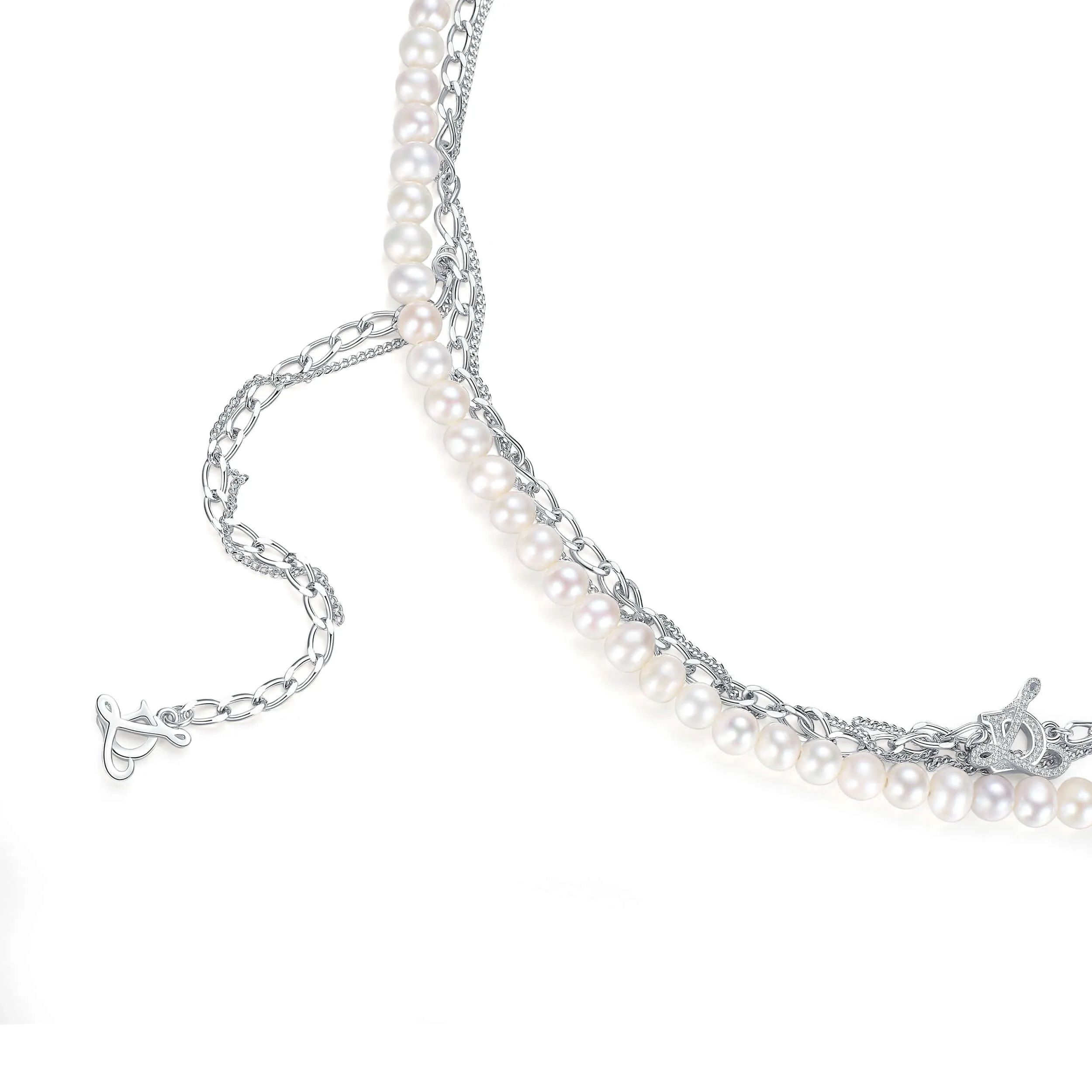 Angelique Pearl Triple Chain Necklace