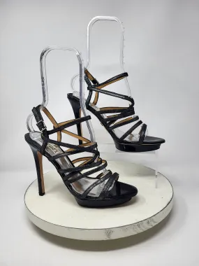 Badgley Mischka Size 9 Pewter Glitter Platform Heels