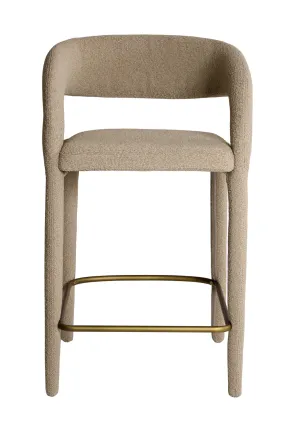 Beige Bouclé Curved Bar Stool | Andrew Martin Knox