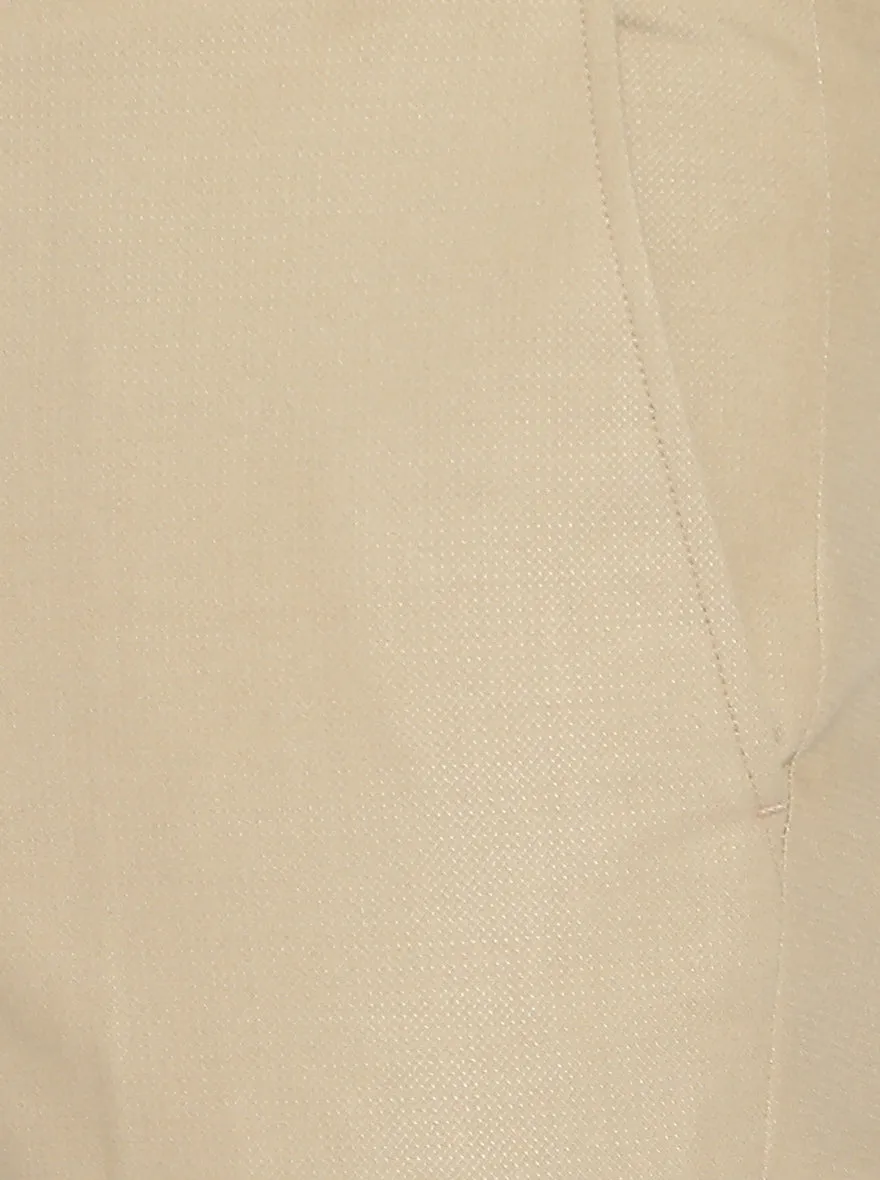 Beige Solid Slim Fit Formal Trouser | Metal