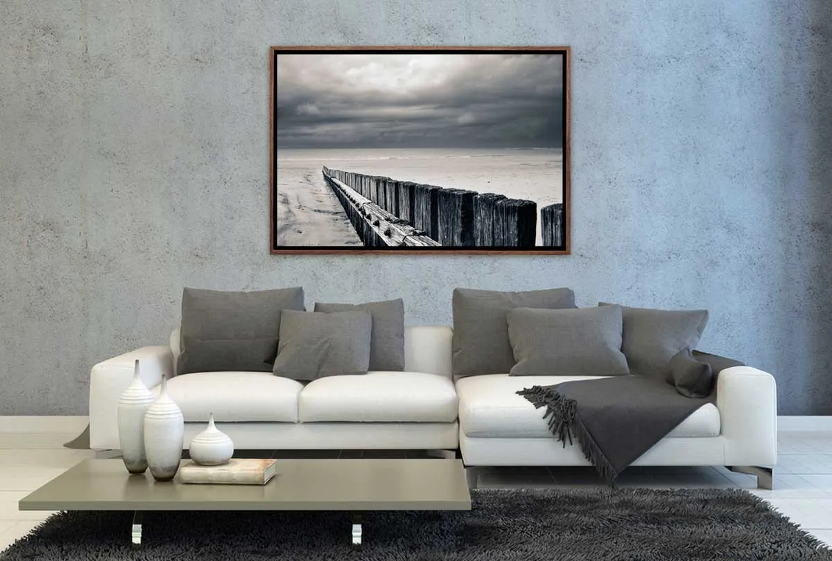 Black and White Beach Scene | Canvas Wall Art Print