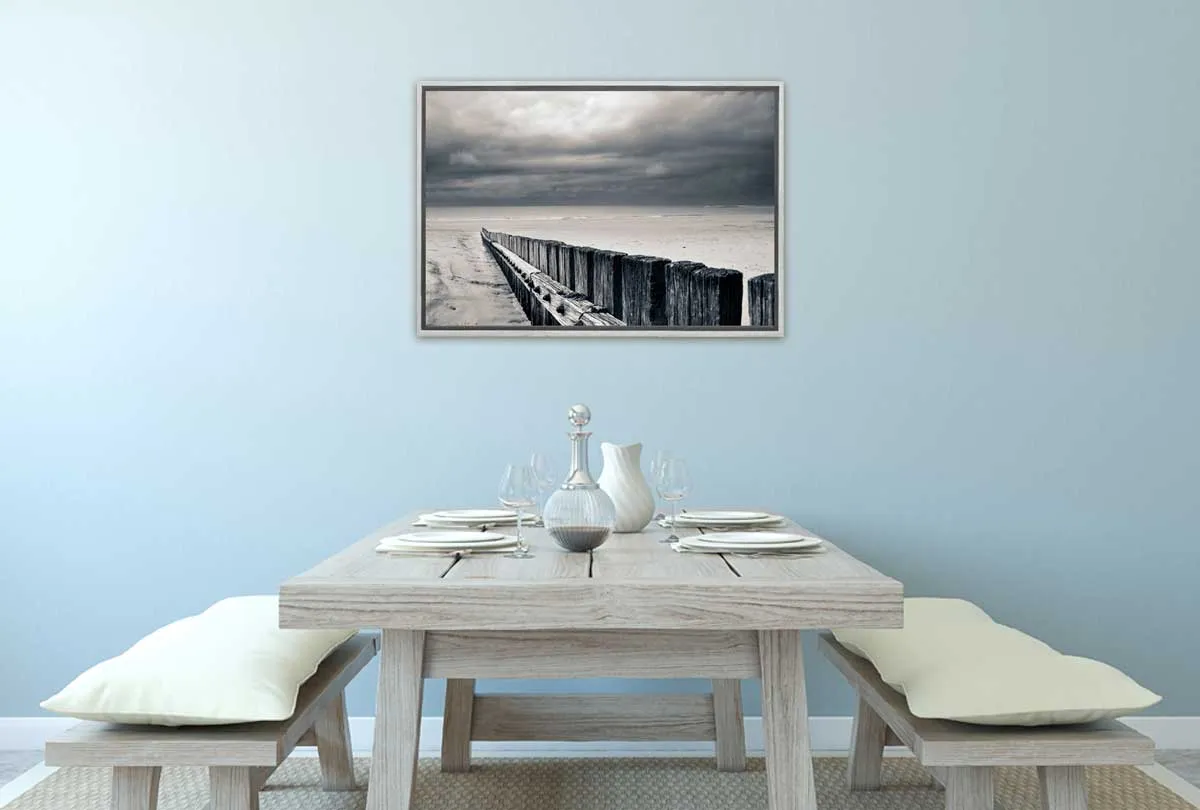 Black and White Beach Scene | Canvas Wall Art Print