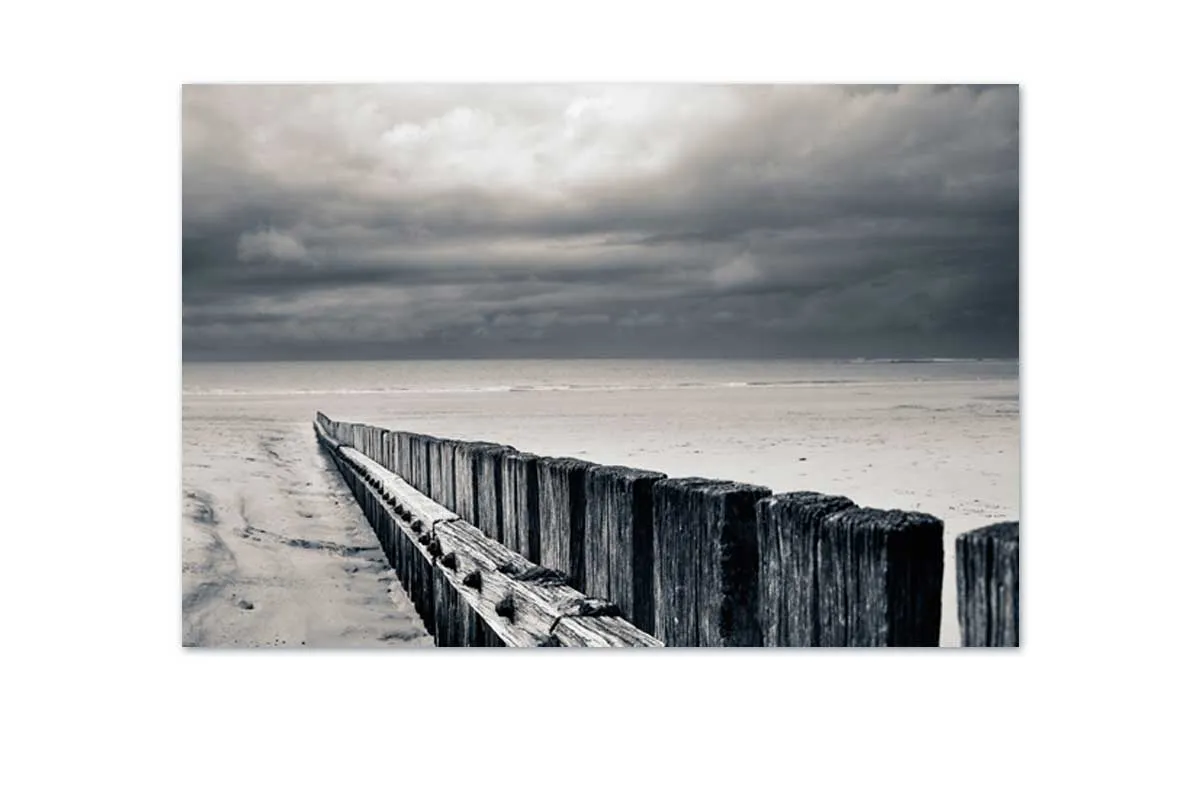 Black and White Beach Scene | Canvas Wall Art Print