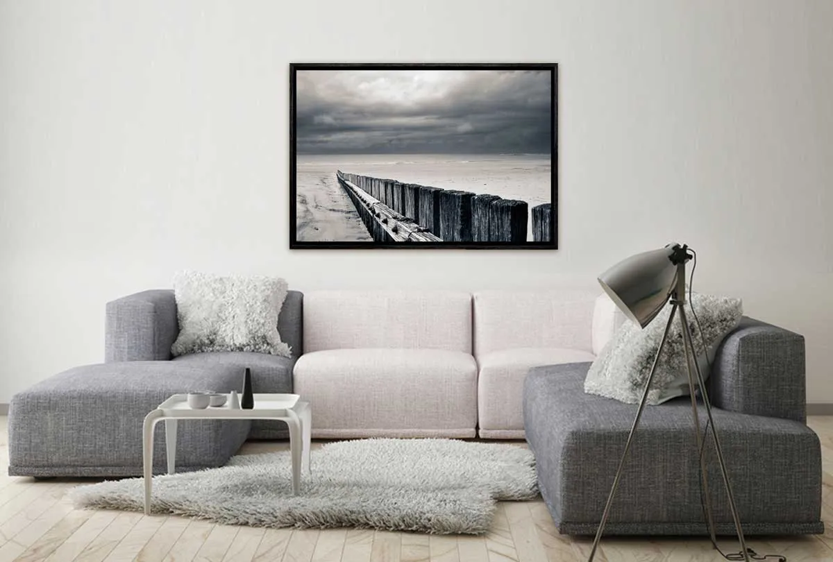 Black and White Beach Scene | Canvas Wall Art Print