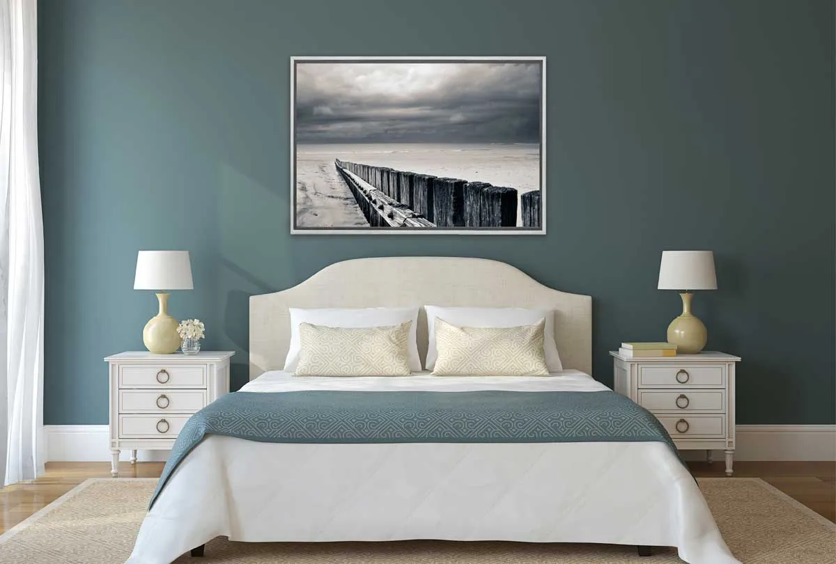 Black and White Beach Scene | Canvas Wall Art Print