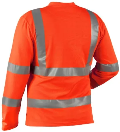 Blaklader High Visibility V-Neck Long Sleeve Safety Work T-Shirt - Class 3 UV Protective