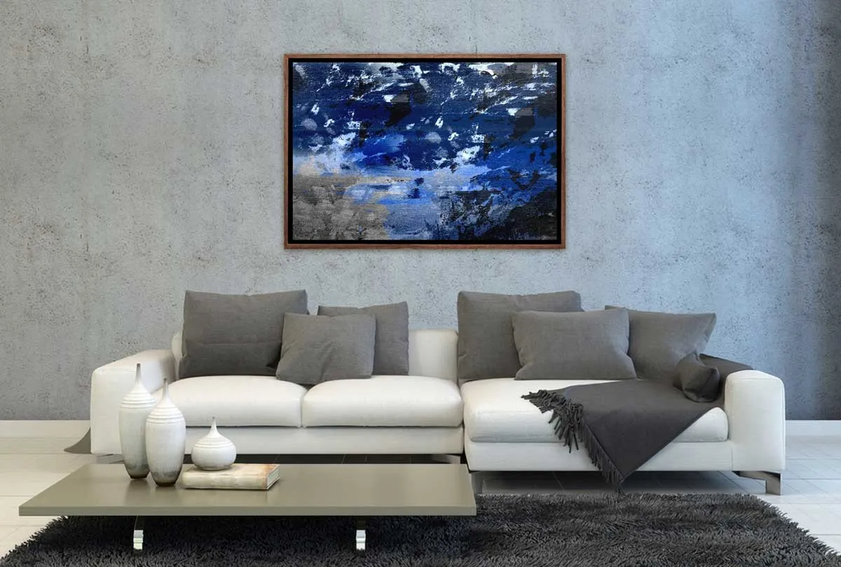 Blue, Grey and Black Abstract | Canvas Wall Art Print