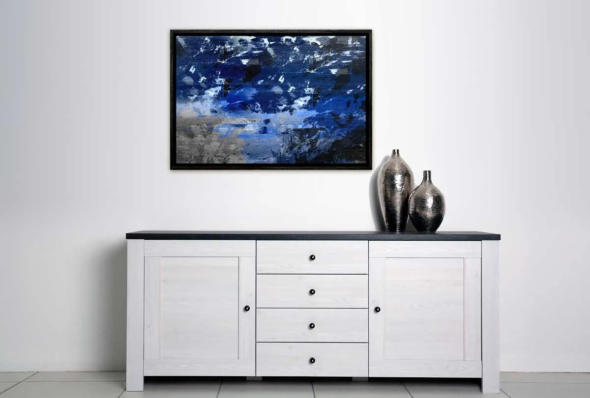 Blue, Grey and Black Abstract | Canvas Wall Art Print