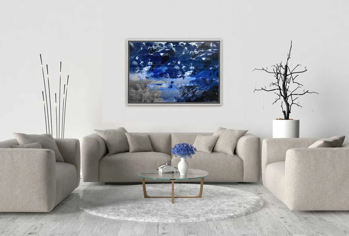 Blue, Grey and Black Abstract | Canvas Wall Art Print