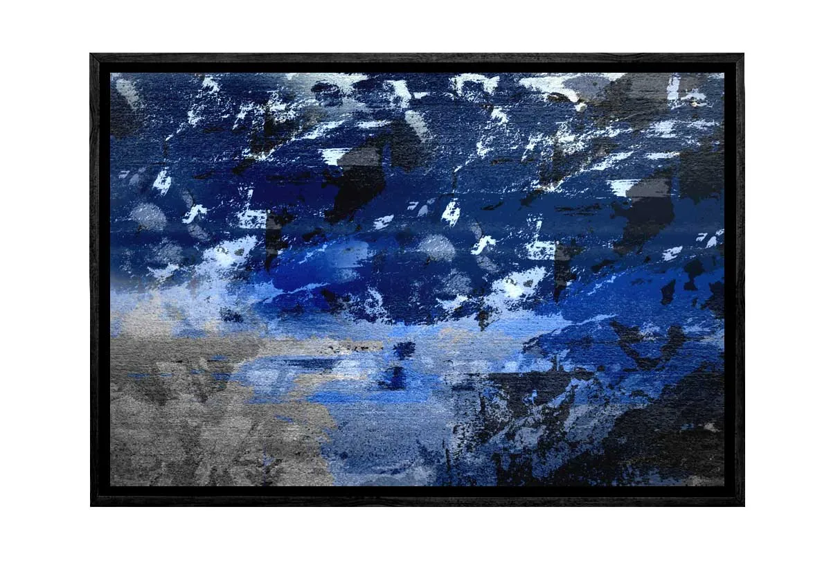 Blue, Grey and Black Abstract | Canvas Wall Art Print