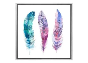 Blue Pink Watercolour Feathers | Canvas Wall Art Print