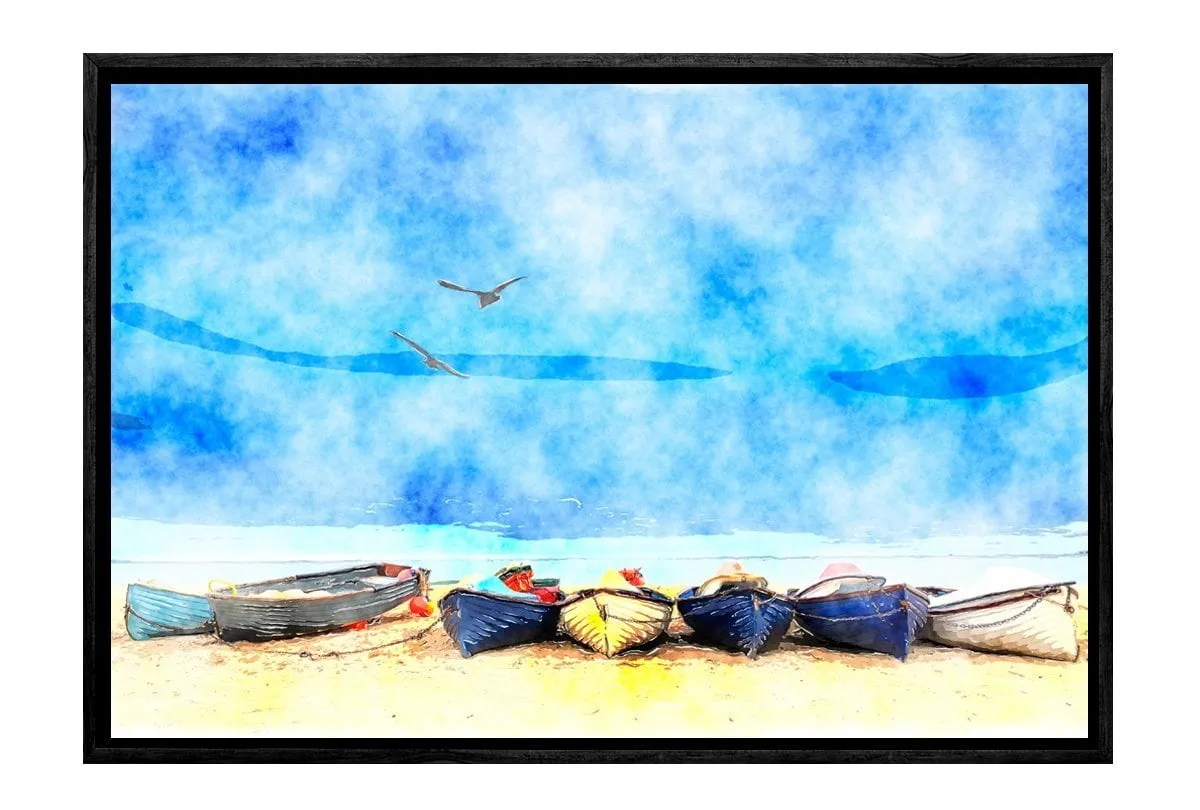 Boats on Beach 2 | Canvas Wall Art Decor