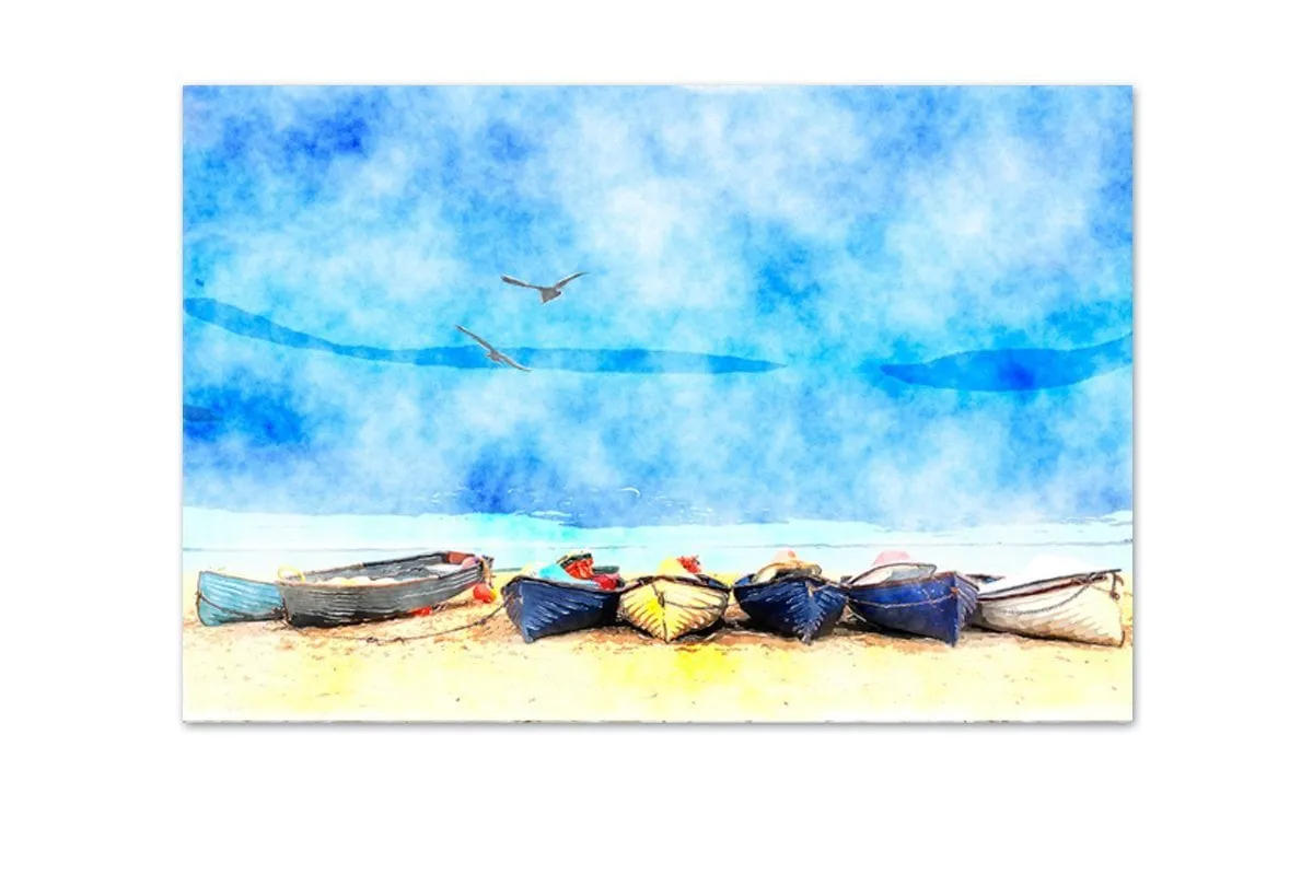 Boats on Beach 2 | Canvas Wall Art Decor