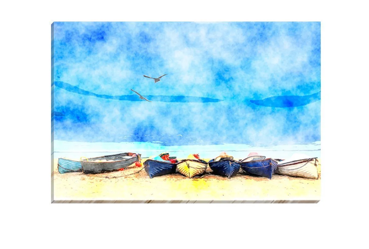 Boats on Beach 2 | Canvas Wall Art Decor