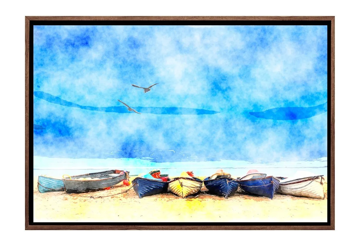 Boats on Beach 2 | Canvas Wall Art Decor