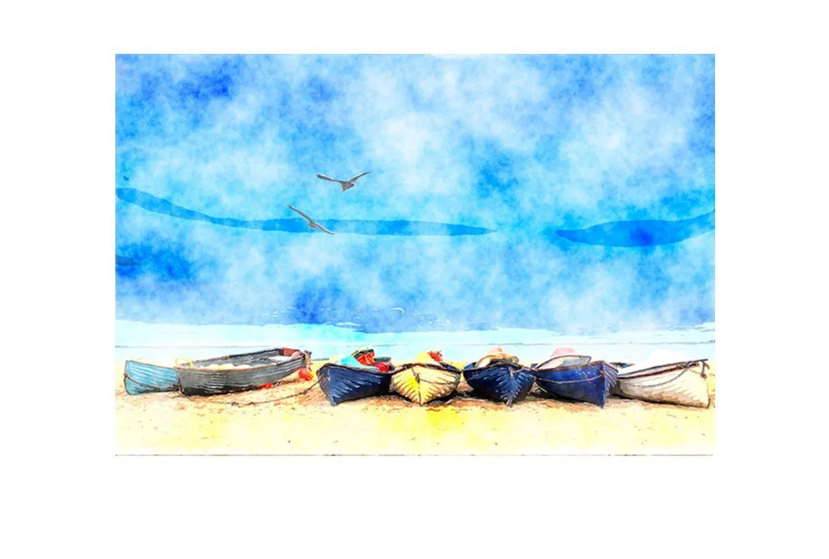 Boats on Beach 2 | Canvas Wall Art Decor