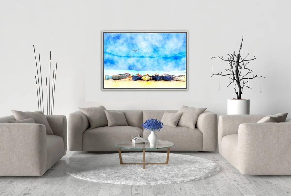 Boats on Beach 2 | Canvas Wall Art Decor