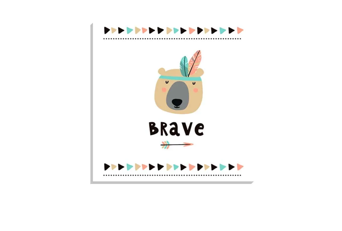 Brave Bear Boho | Kids Canvas Wall Art Print