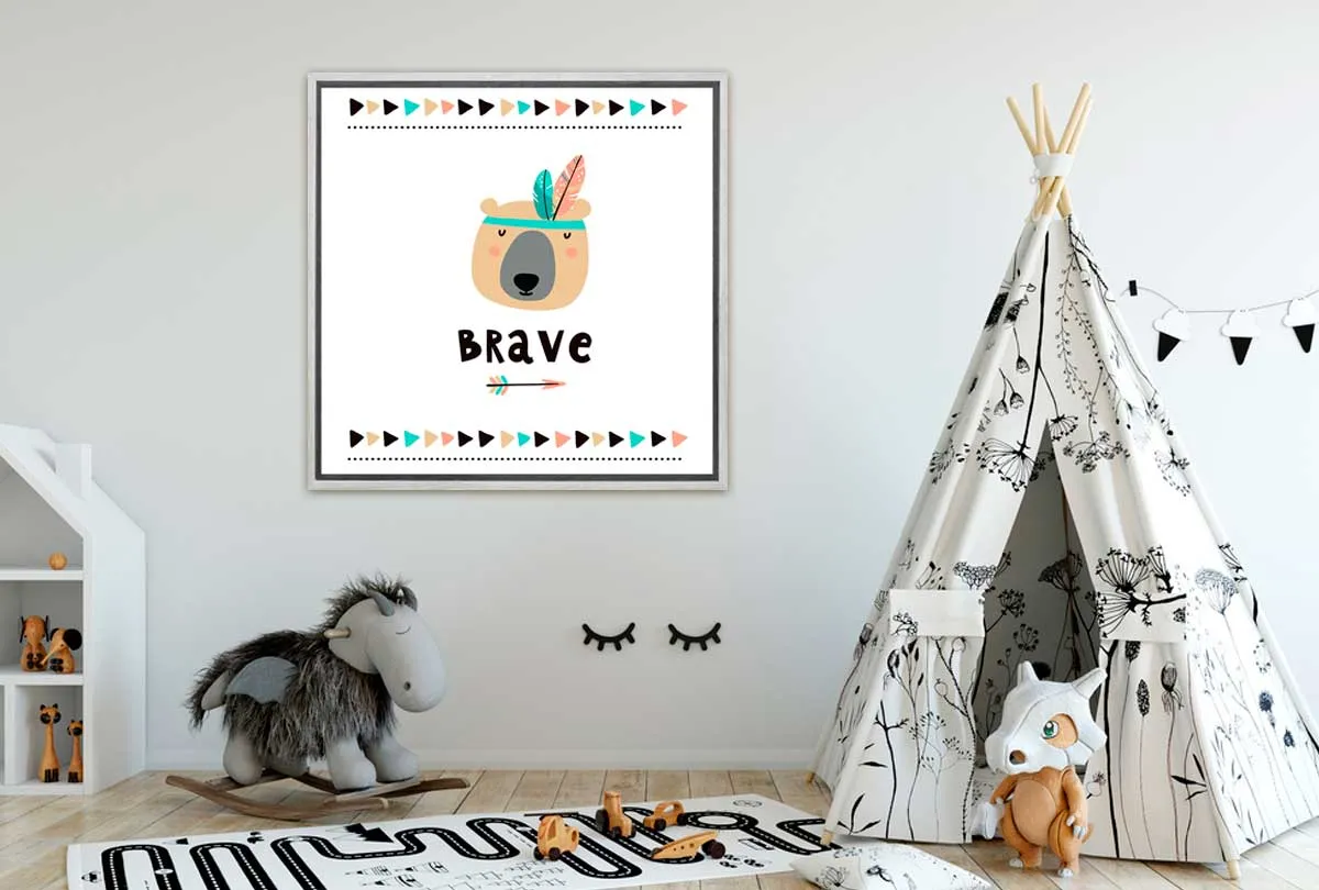 Brave Bear Boho | Kids Canvas Wall Art Print