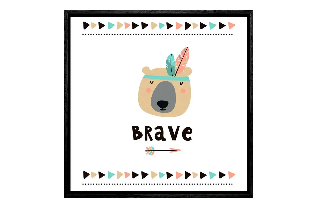 Brave Bear Boho | Kids Canvas Wall Art Print