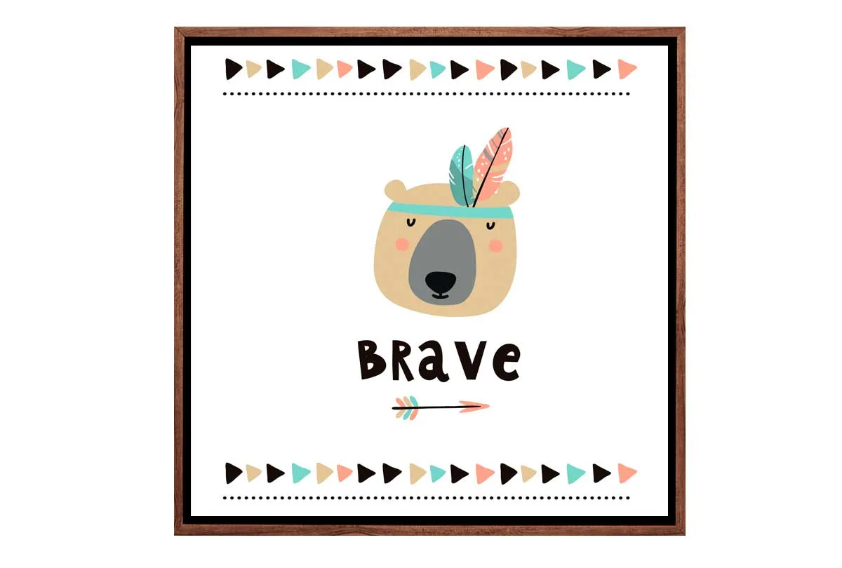 Brave Bear Boho | Kids Canvas Wall Art Print