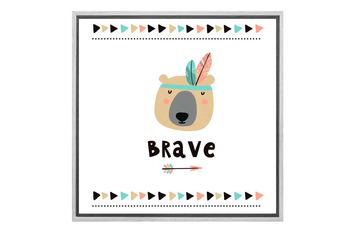 Brave Bear Boho | Kids Canvas Wall Art Print