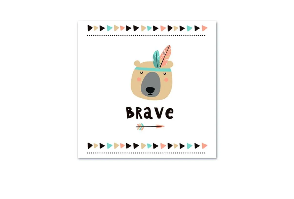 Brave Bear Boho | Kids Canvas Wall Art Print