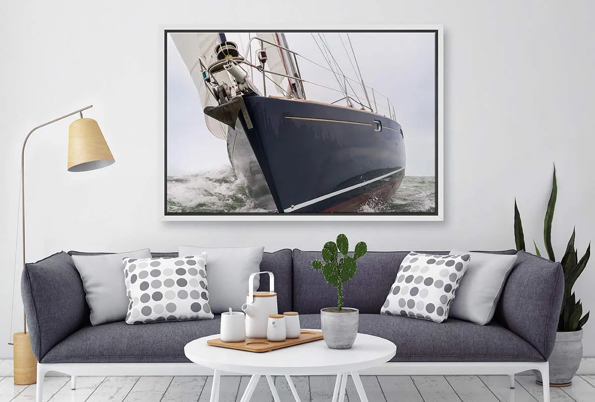 Closeup Yacht at Sea | Canvas Wall Art Print