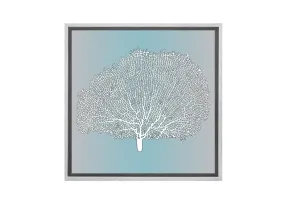 Fan Coral White on Teal | Canvas Wall Art Print