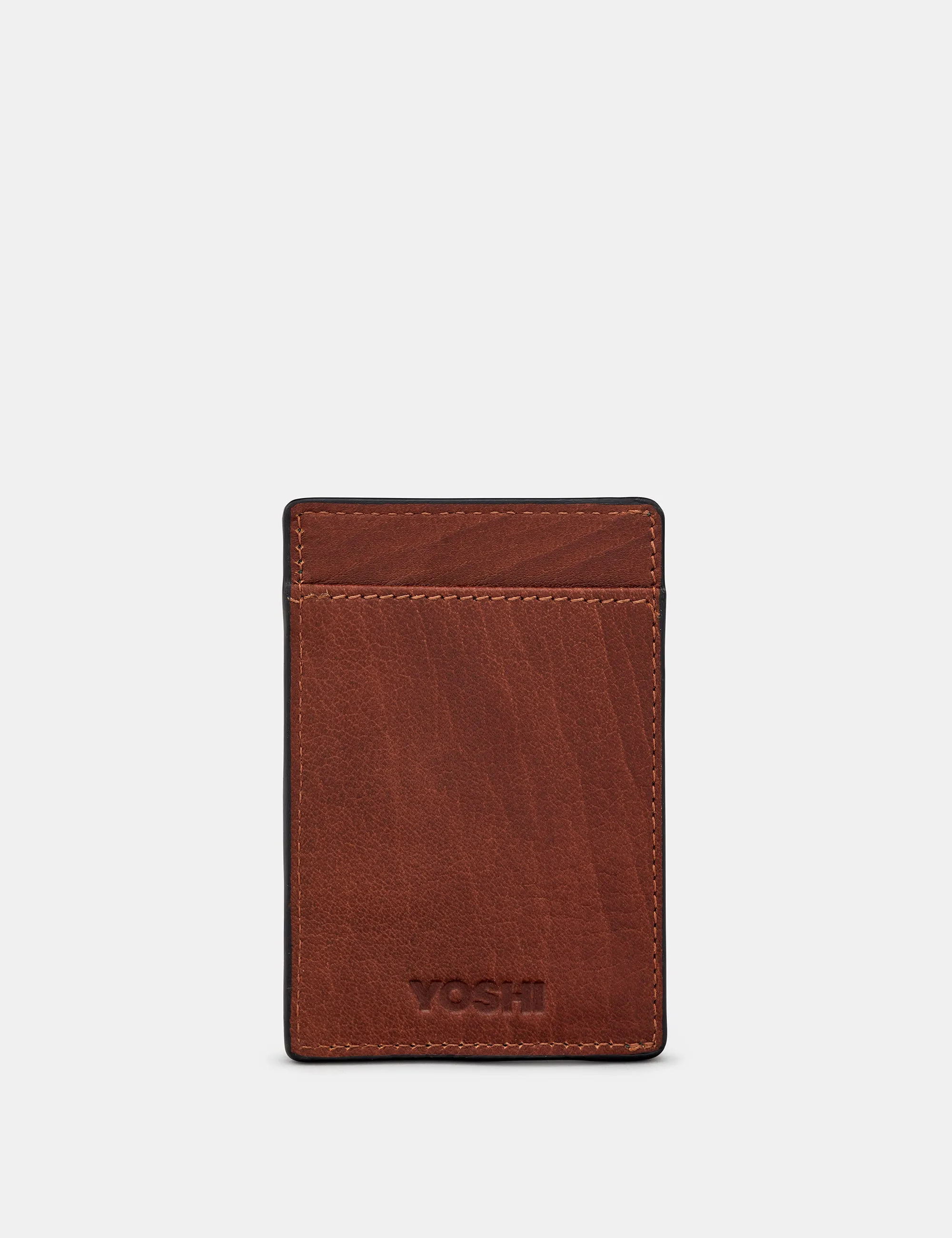 Compact Brown Leather Football-Themed Card Holder