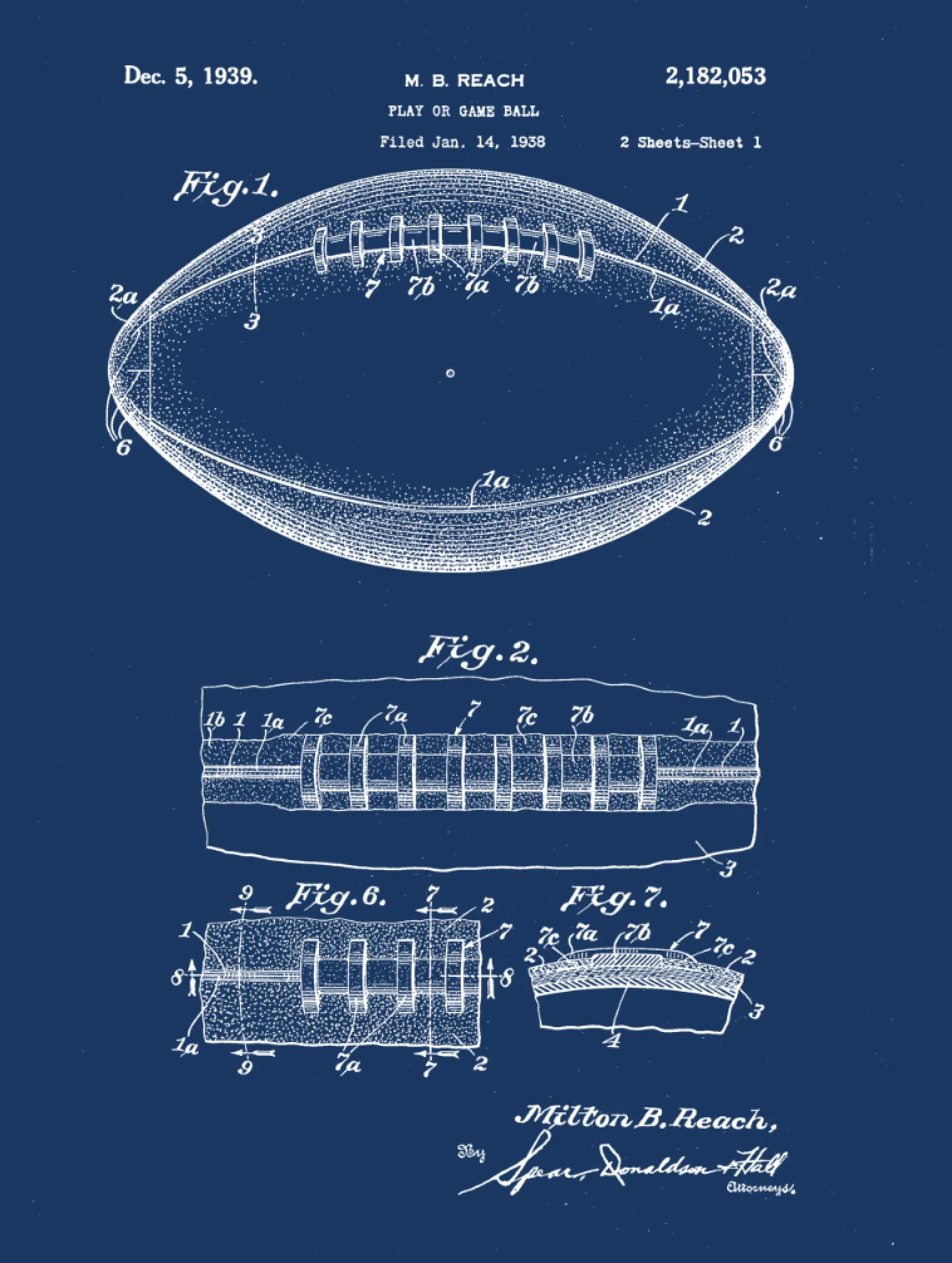 Football Patent Print Art on Canvas