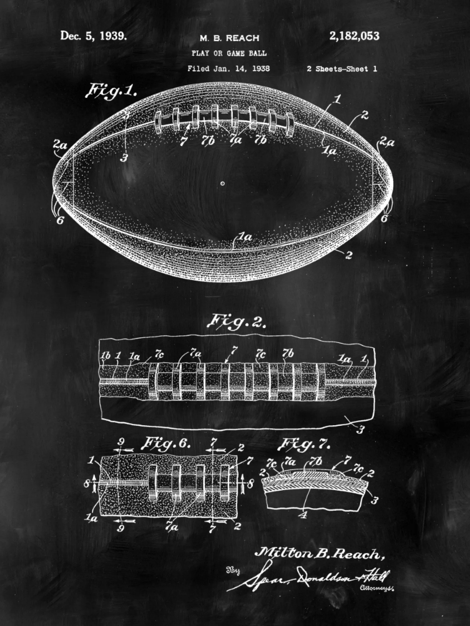 Football Patent Print Art on Canvas