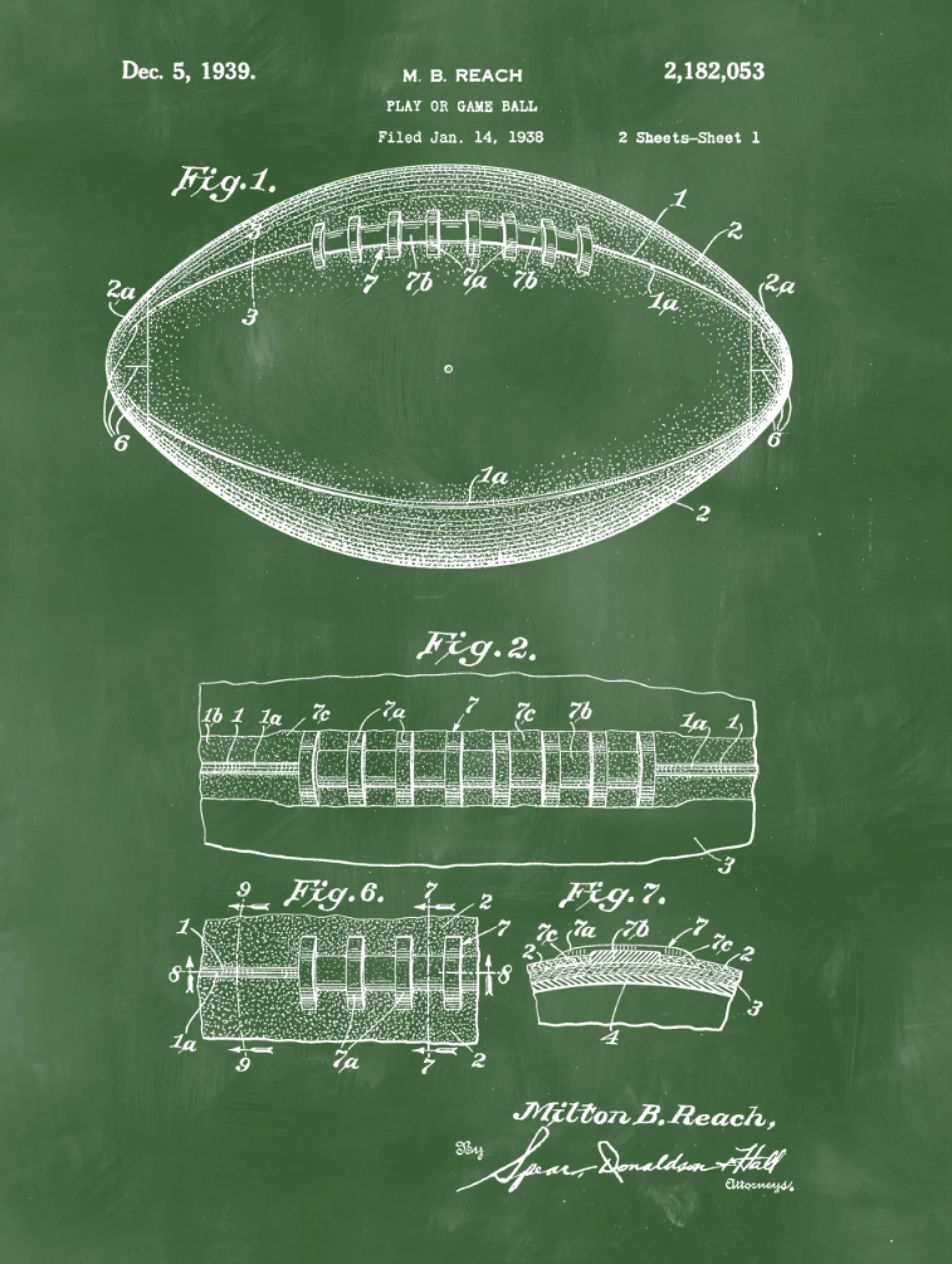 Football Patent Print Art on Canvas