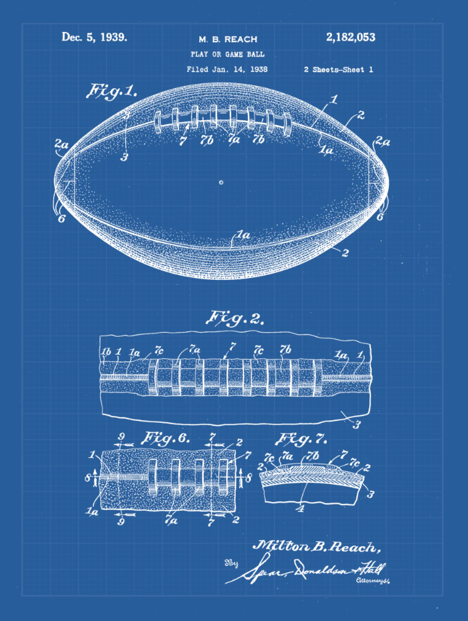 Football Patent Print Art on Canvas