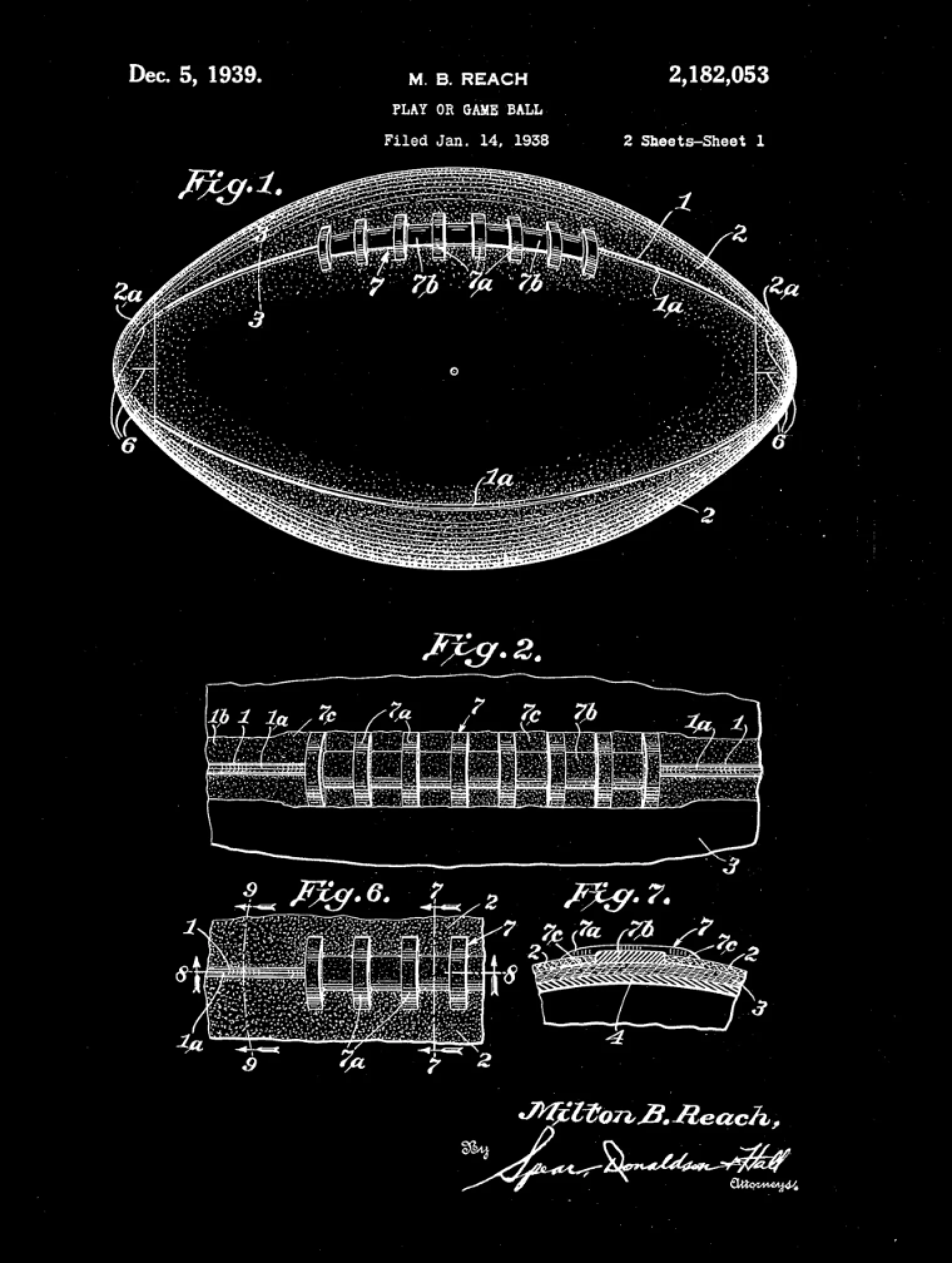 Football Patent Print Art on Canvas