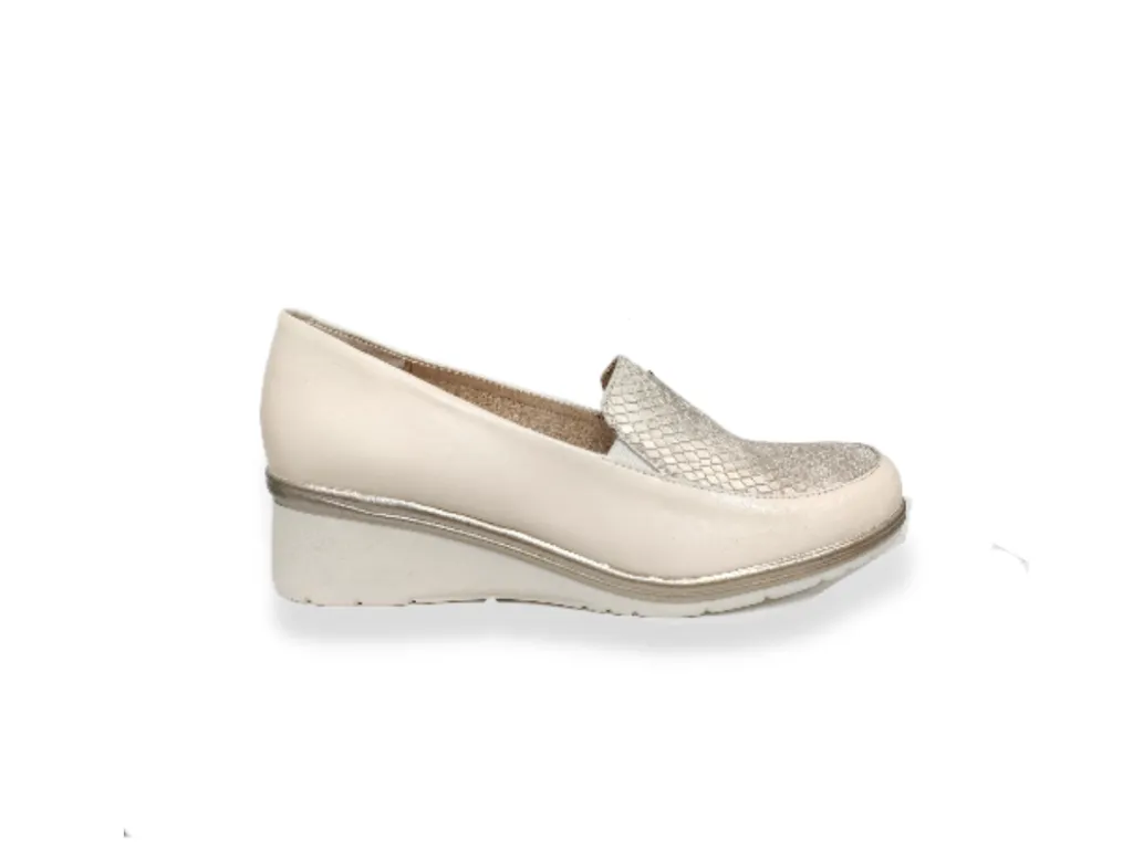 Ladies Wedge Heel Pitillos Slip On Shoes Cream 5152 sale