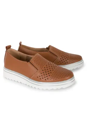 Leather Slip on Shoe | TAN | CHONTEL AB