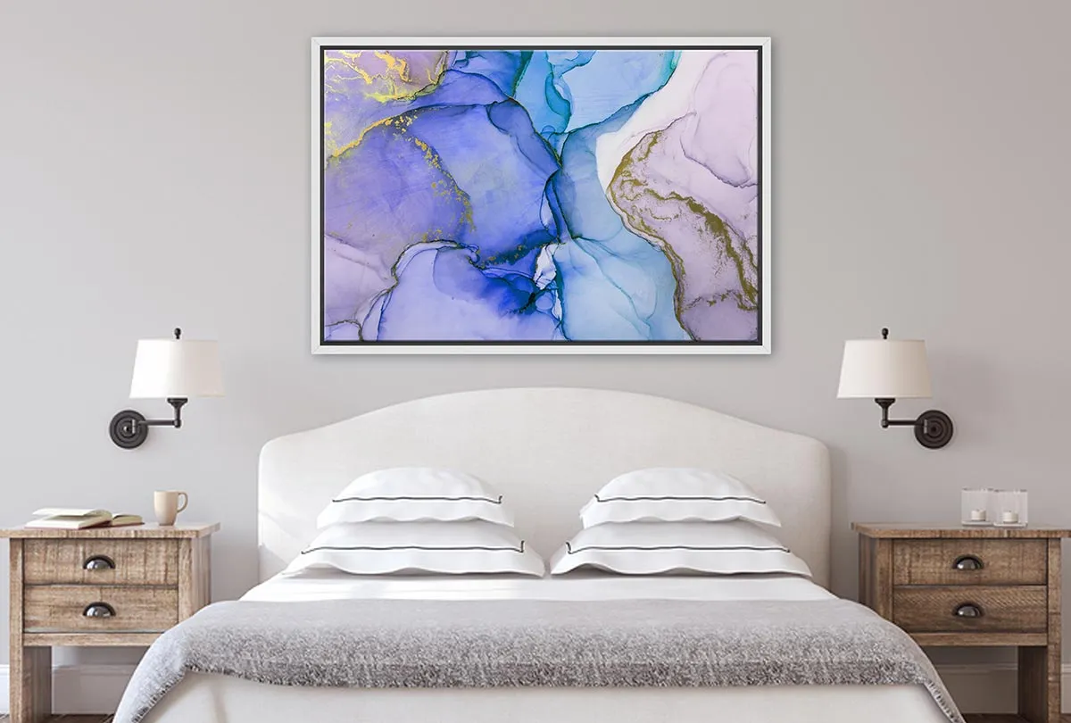 Lux Blue Gold Abstract | Canvas Wall Art Print