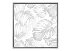 Monstera Leaves Black & Grey | Canvas Wall Art Print