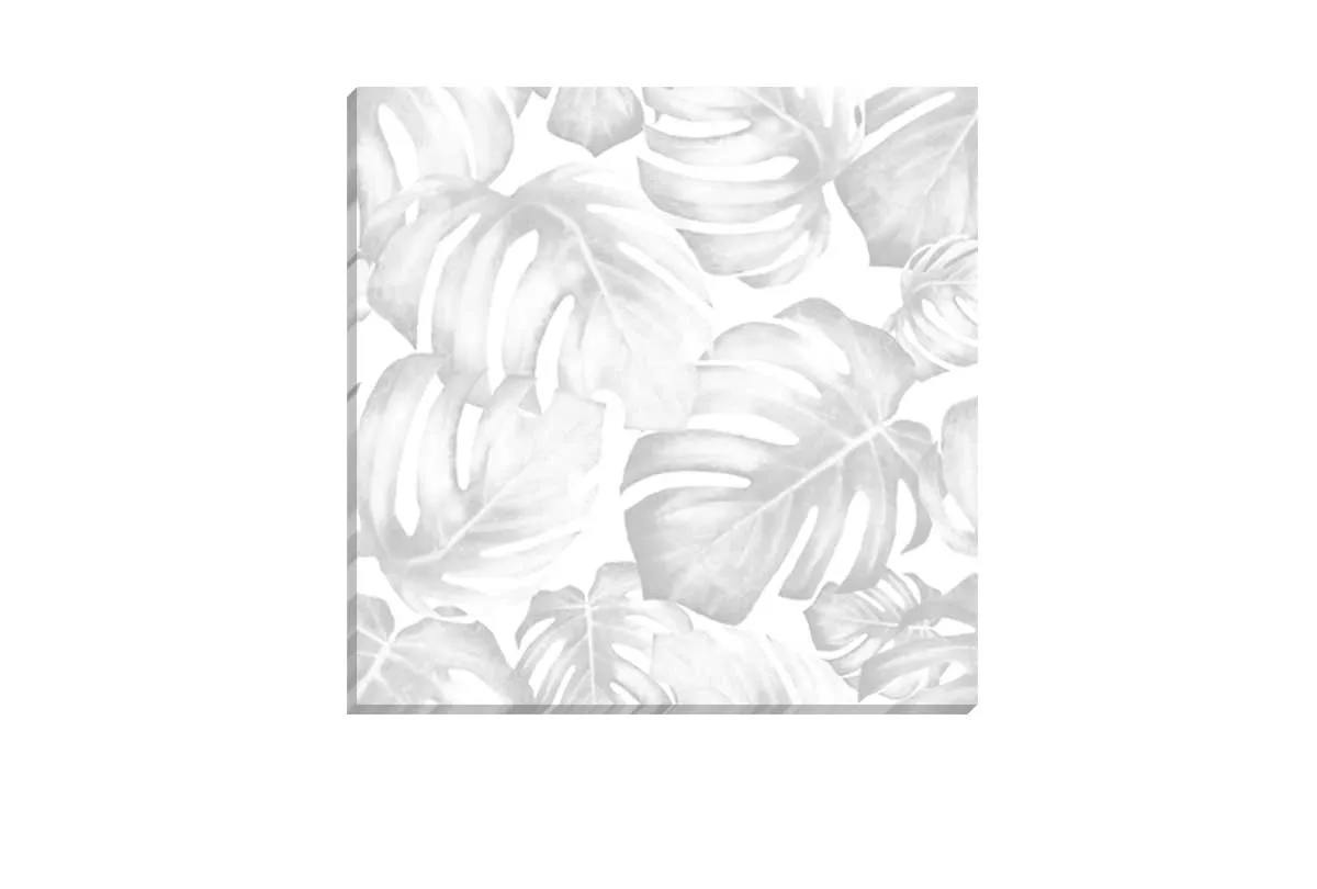 Monstera Leaves Black & Grey | Canvas Wall Art Print