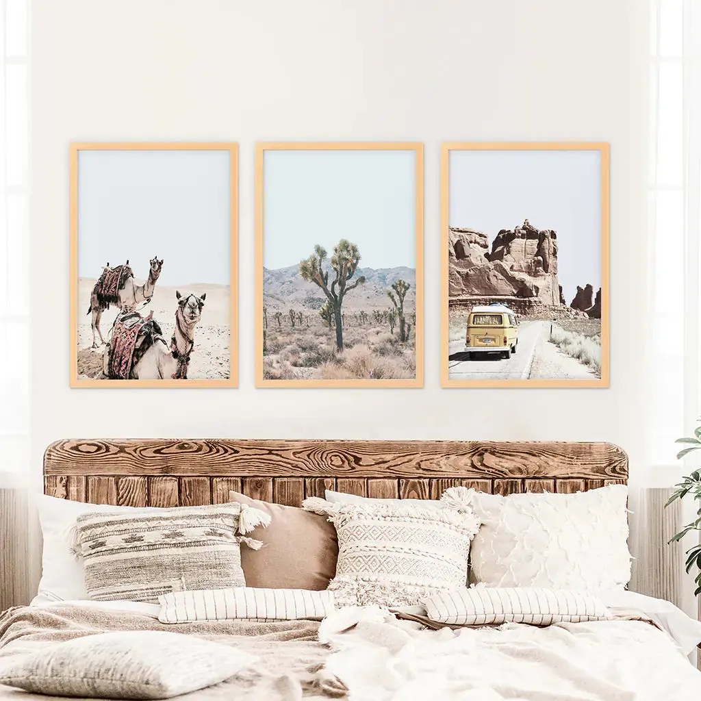 Set of 3 Southwestern Desert Prints. Joshua Tree, Camel, Van