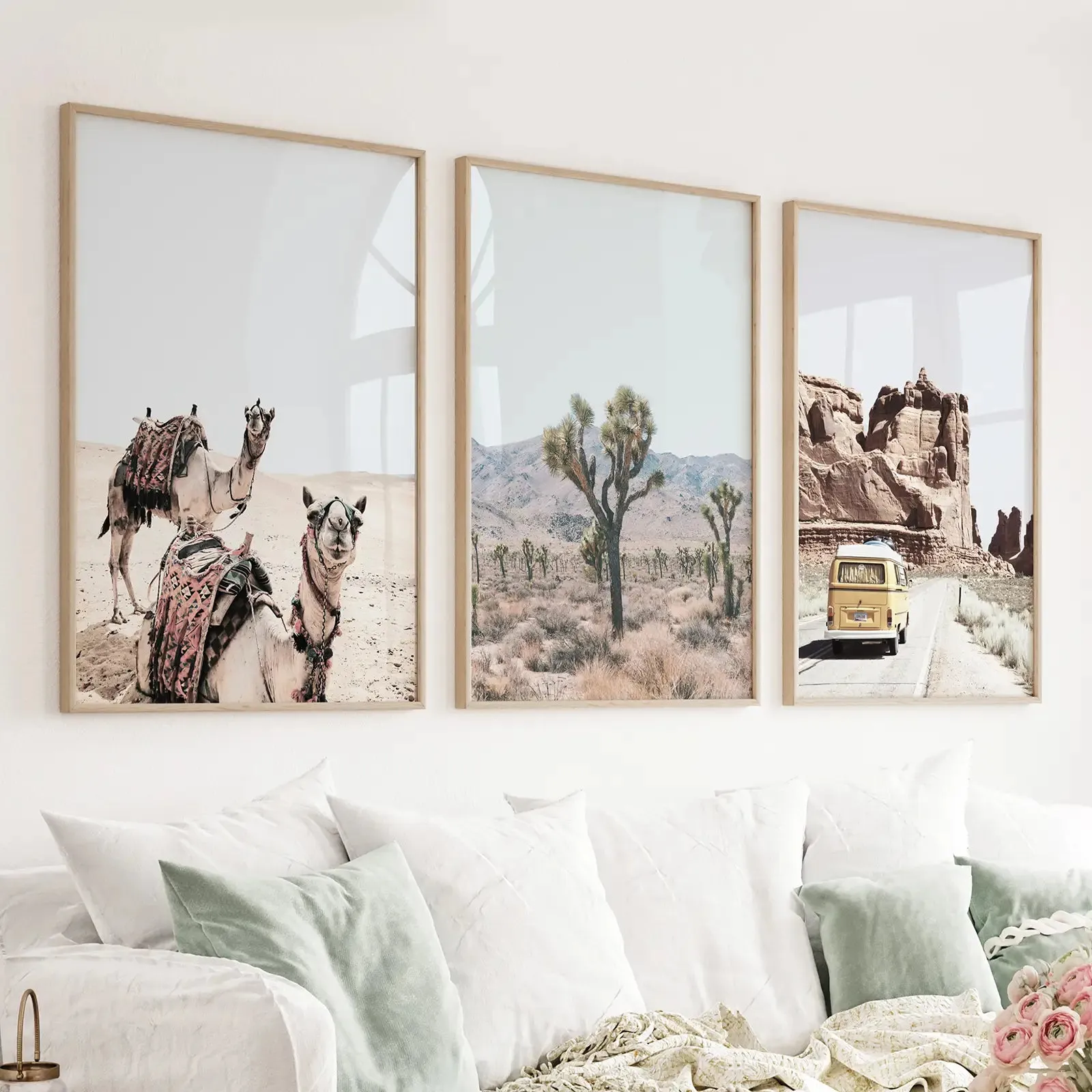 Set of 3 Southwestern Desert Prints. Joshua Tree, Camel, Van