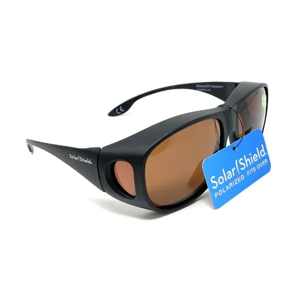 Sunglasses Polarised Optical Covers Brown Wraparound Lenses 579