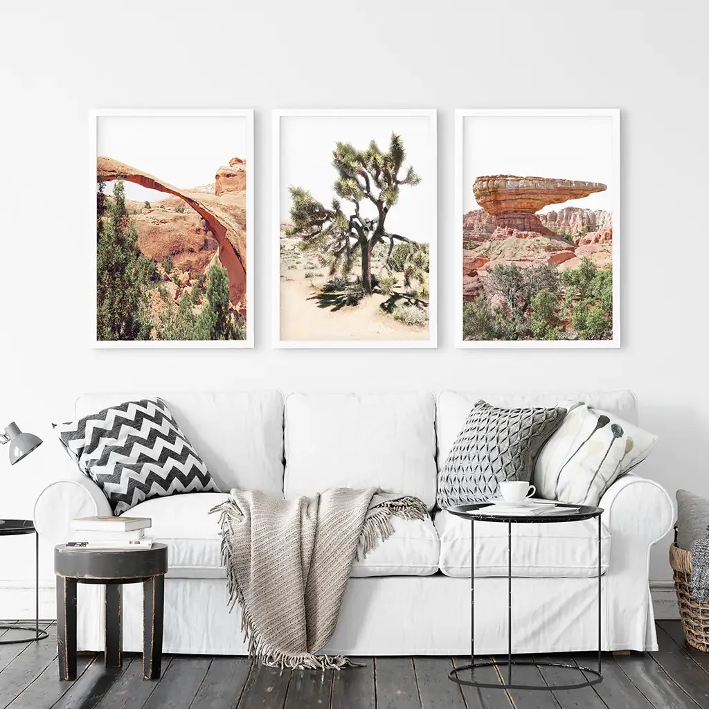 US Desert Wall Art. Arches National Park, Cliff, Joshua Tree